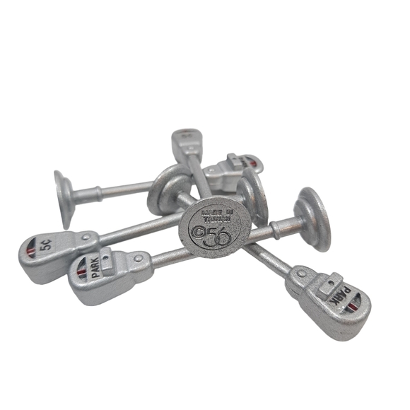 Vintage Dept 56 Snow Village Parking Meters Silver Lot Of 8 - Picture 5 of 7